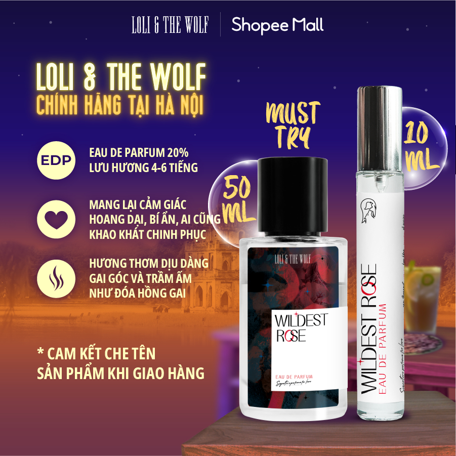 Nước Hoa Nữ Thơm Lâu Loli & The Wolf Wildest Rose Hương Hoa Hồng Dịu Dàng Quyến Rũ Chai 10ml/50ml