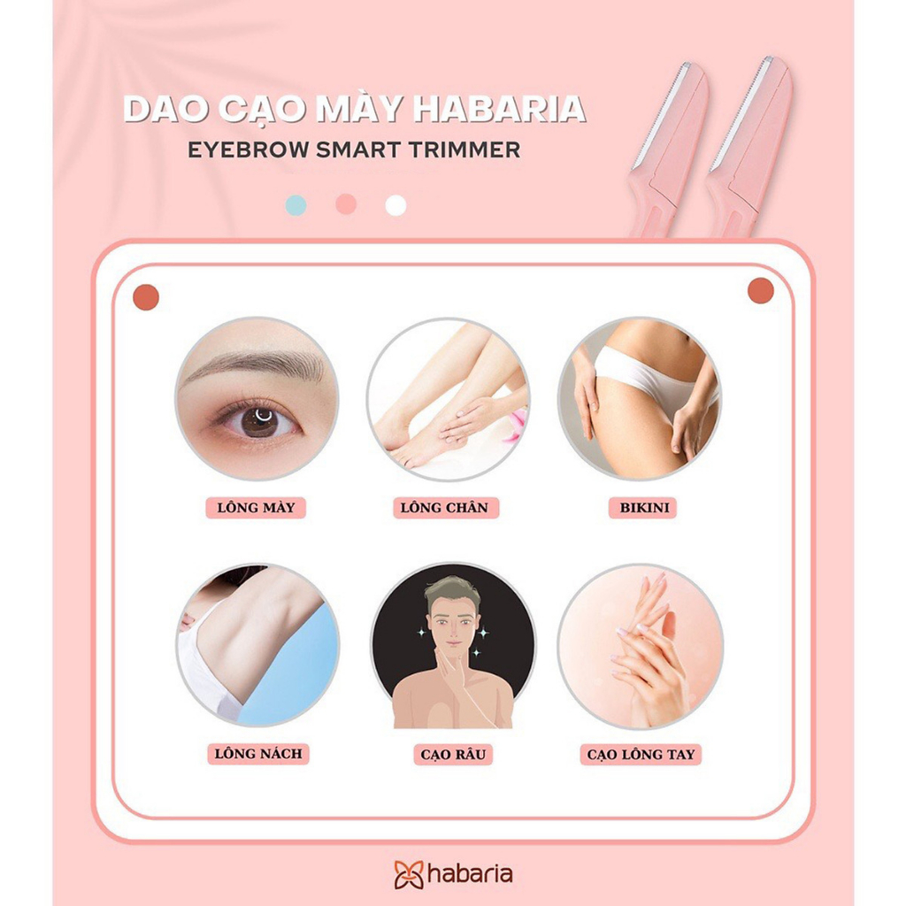 Bộ 3 Dao cạo lông mày Habaria Eyebrow Smart Trimmer thiết kế thông minh