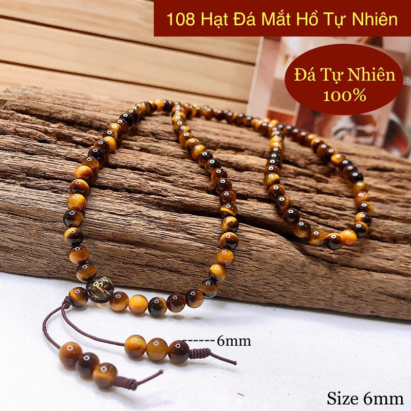GIÁ SỈ - Chuỗi 108 hạt đá mắt hổ tự nhiên, vòng tay may mắn tài lộc