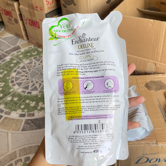 Túi sữa tắm Enchanteur 450g hương nước hoa pháp dưỡng da