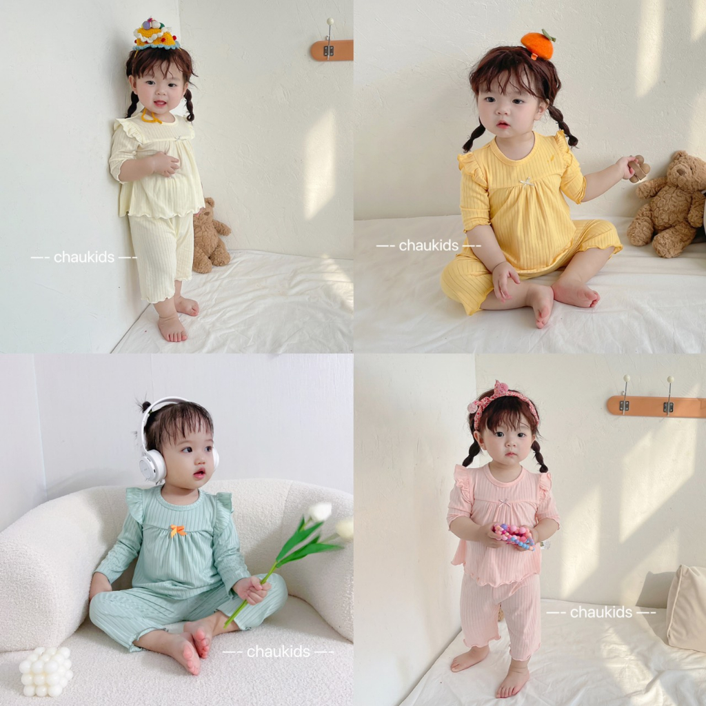 SALE BỘ LEN TĂM XUẤT HÀN BÉ GÁI SIZE 8-18KG