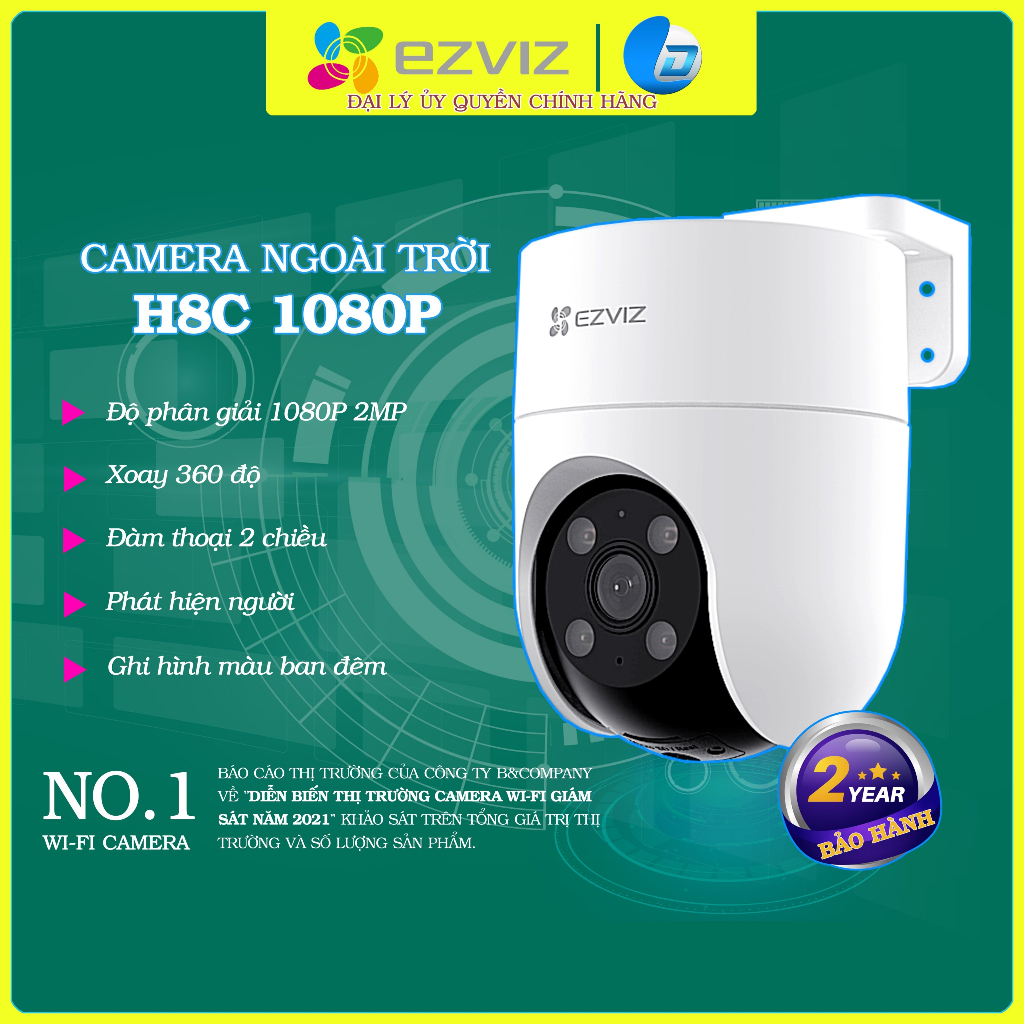 Camera Ezviz xoay ngoài trời H8c 2MP/3MP/4MP 2K 2K+ chính hãng, đàm thoại 2 chiều, màu đêm