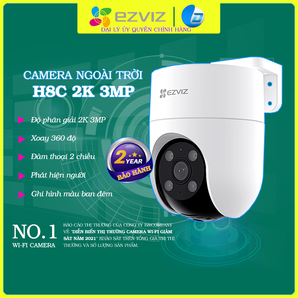 Camera Ezviz xoay ngoài trời H8c 2MP/3MP/4MP 2K 2K+ chính hãng, đàm thoại 2 chiều, màu đêm