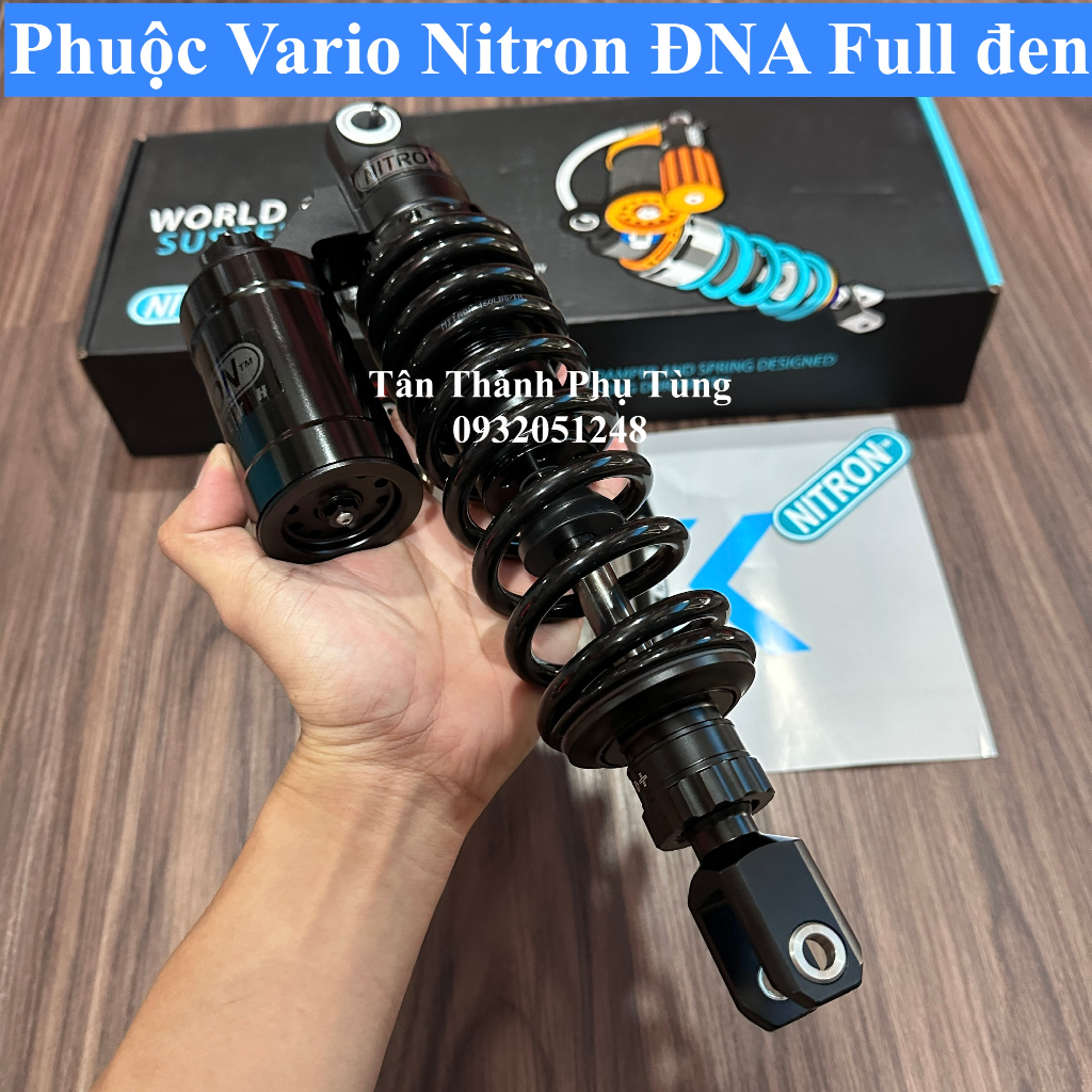 Phuộc Vario Nitron ĐNA chính hãng Full đen , BH 1 năm