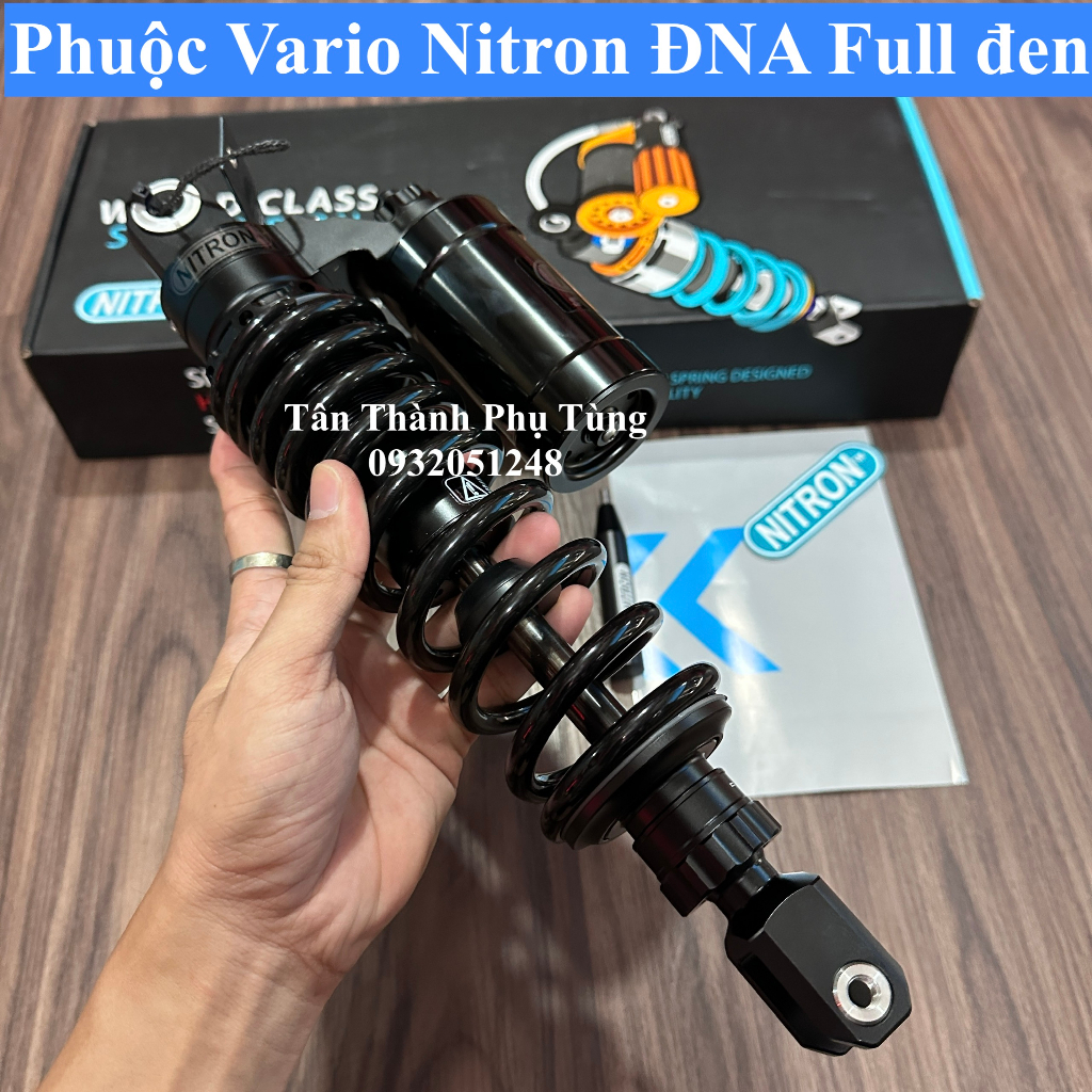 Phuộc Vario Nitron ĐNA chính hãng Full đen , BH 1 năm
