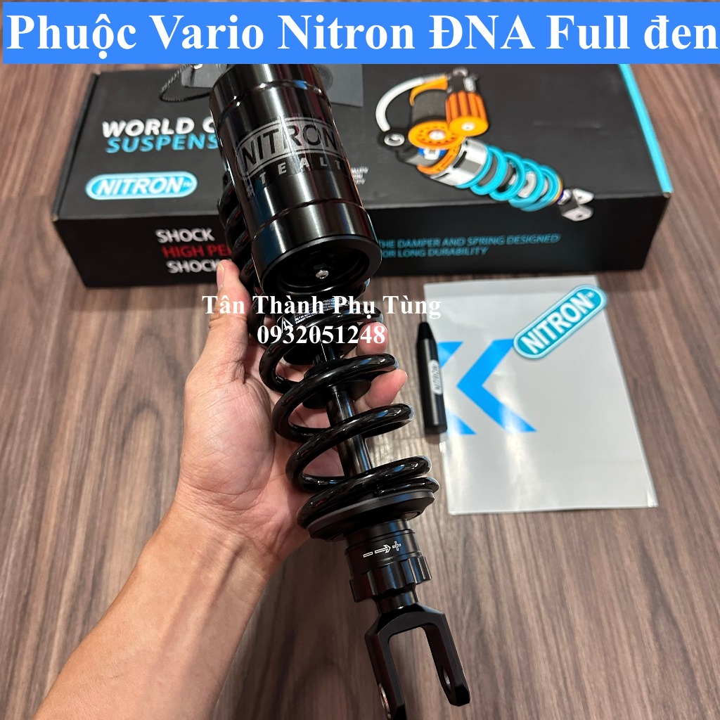 Phuộc Vario Nitron ĐNA chính hãng Full đen , BH 1 năm