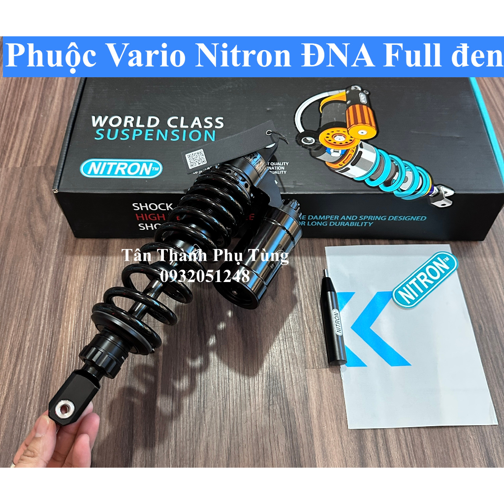 Phuộc Vario Nitron ĐNA chính hãng Full đen , BH 1 năm