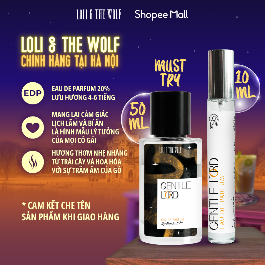 Nước Hoa Nam Loli & The Wolf Mùi Gentle Lord Thơm Lâu Hương Thơm Thanh Lịch Cuốn Hút Chai 10ml/50ml