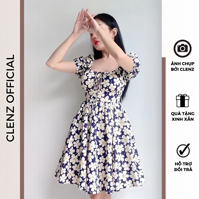 Đầm hoa tay phồng dễ thương có size XS Bigsize D08