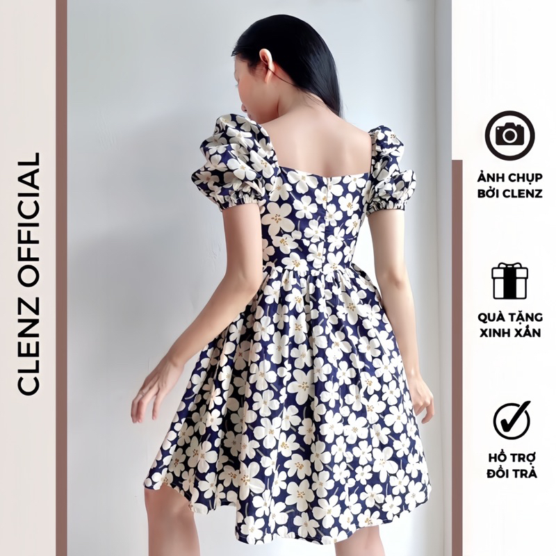 Đầm hoa tay phồng dễ thương có size XS Bigsize D08