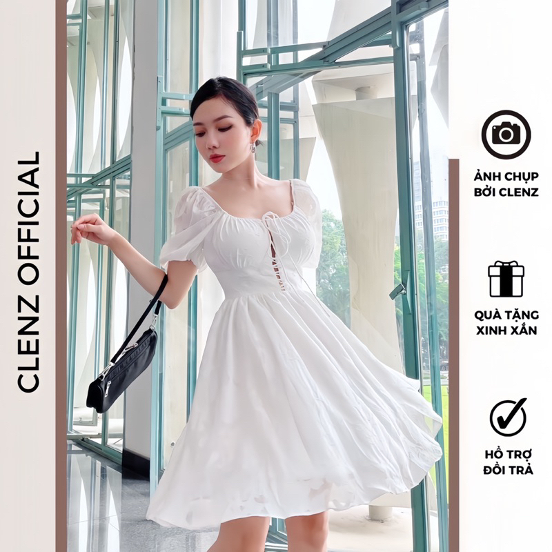 Đầm hoa tay phồng dễ thương có size XS Bigsize D08