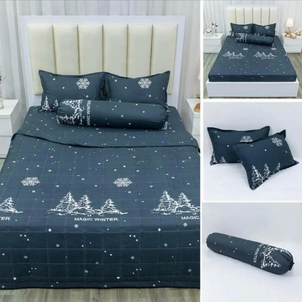 Bộ Ga gối Cotton poly kích thước 1M6X2M,Chọn mẫu trên bài đăng,MẪU CHANEL NÂU