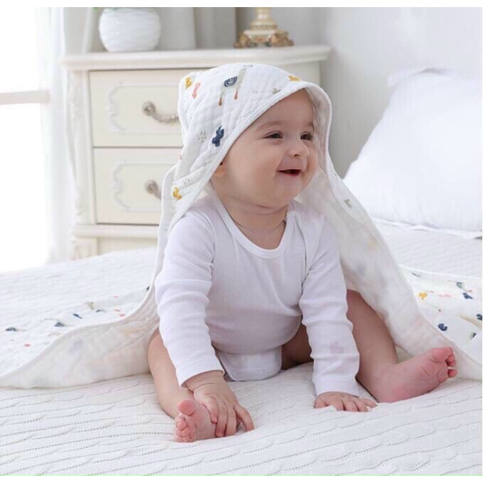 Khăn quấn ủ xô cho bé sơ sinh BECON, Ủ vuông chất liệu xô cho bé trai bé gái