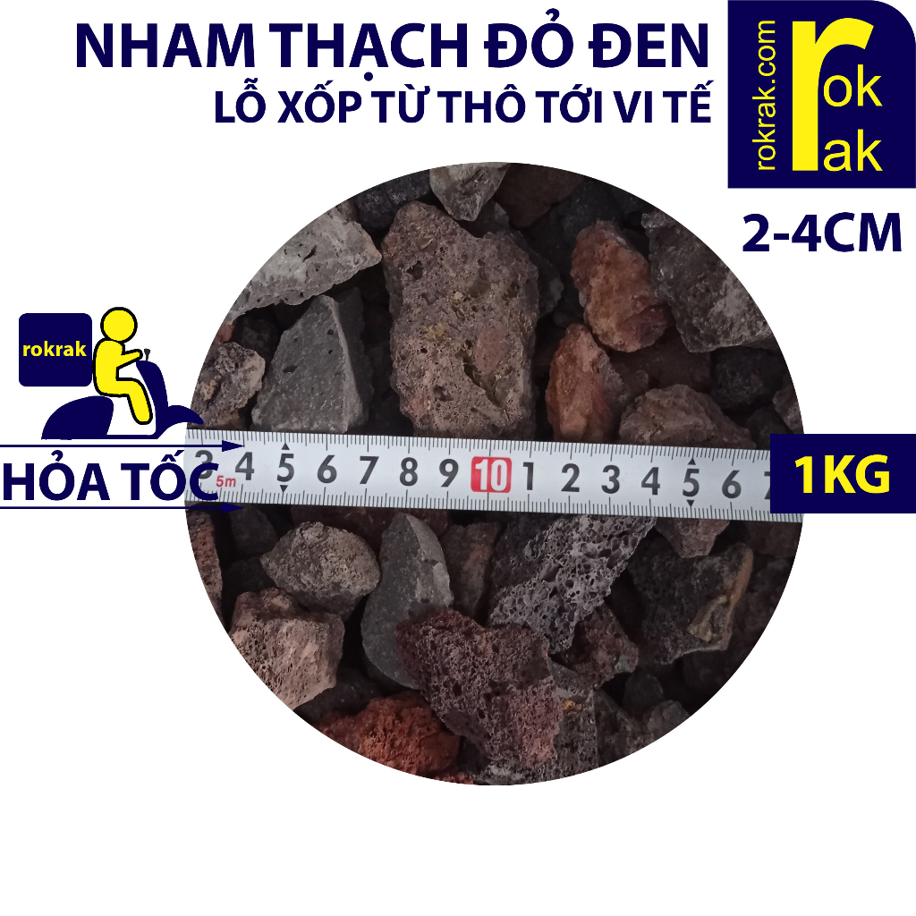 Nham thạch Đỏ Đen lọc nước hồ cá gói 1Kg nuôi vi sinh