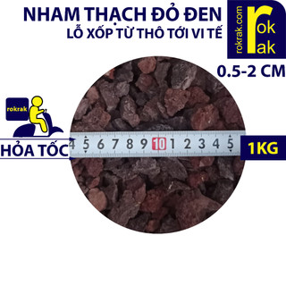 Nham thạch Đỏ Đen size vụn nhỏ (0.5-1.5cm hoặc 3-9mm) gói 1KG lọc hồ cá, rải nền