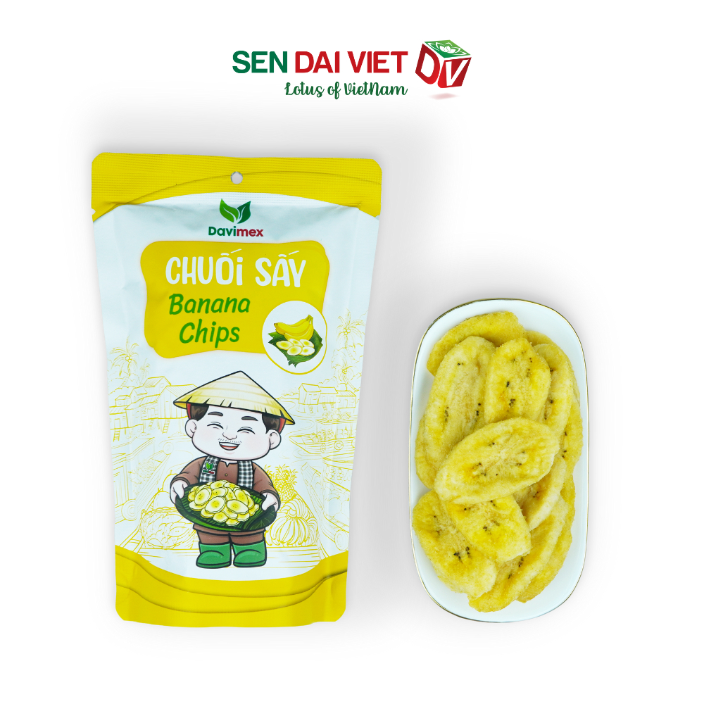 Chuối Sấy Giòn- Vị Ngọt Tự Nhiên, Giòn Tan Tuyệt Đối, Thơm Ngon Tuyệt Vời, ĐV- Sen Đại Việt- Gói 50g