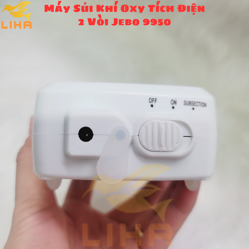 Máy Sủi Khí Oxy Tích Điện 2 Vòi Jebo 9950  - Máy Oxi Cho Hồ Cá