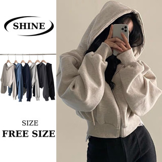 Áo khoác nỉ croptop Hàn dáng rộng siêu xinh,áo khoác nỉ croptop dây kéo nhiều màu dày dặn form rộng unisex SHINE CLOTHES