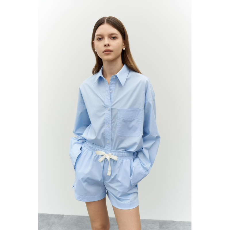 Sét áo sơ mi + short lưng thun zara