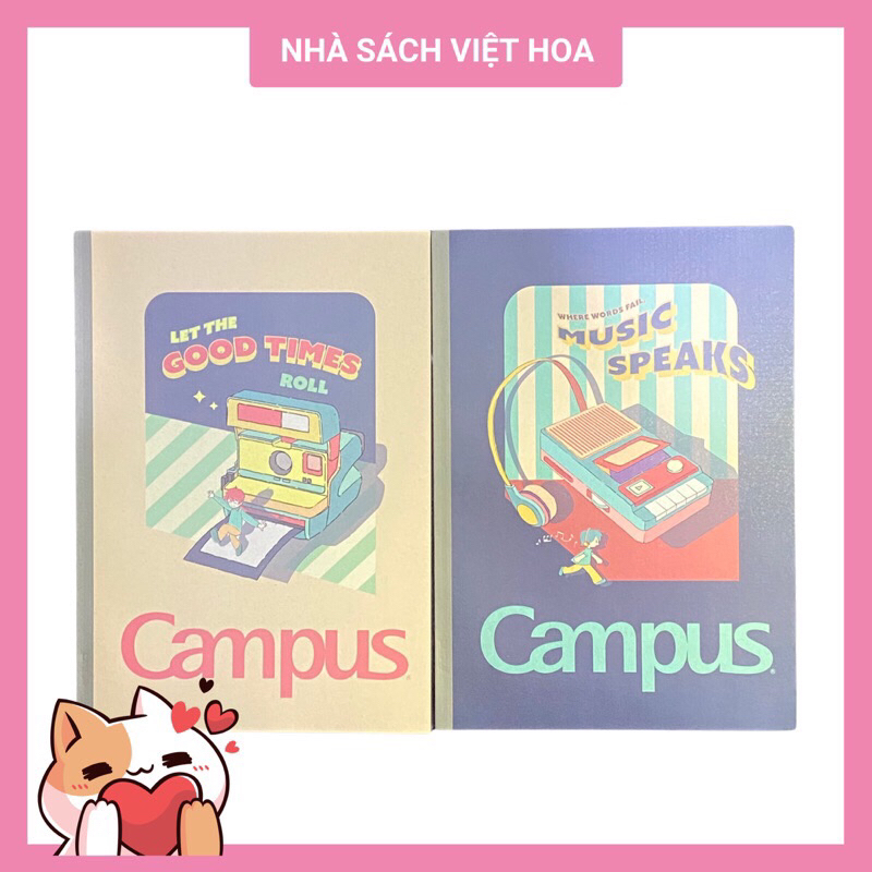 Vở kẻ ngang có chấm gáy ép 200 trang Campus_Retro