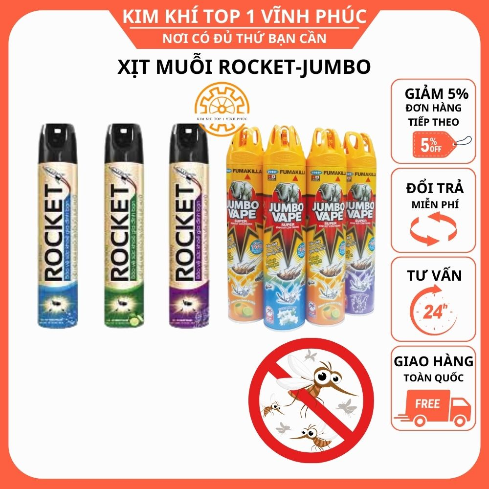 Bình Xịt Côn Trùng Muỗi gián Rocket jumbo 660ml