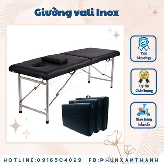Giường vali nhập khẩu| adoraspa massage cao cấp gấp gọn - giường vali chân inox dùng trong phun xăm, massage