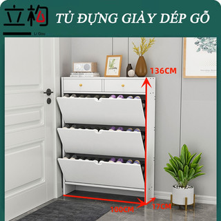 Tủ đựng giày gỗ Ligou Tủ giày thông minh kệ để giày Một lớp có thể chứa 4 đôi giày dễ dàng lắp đặt