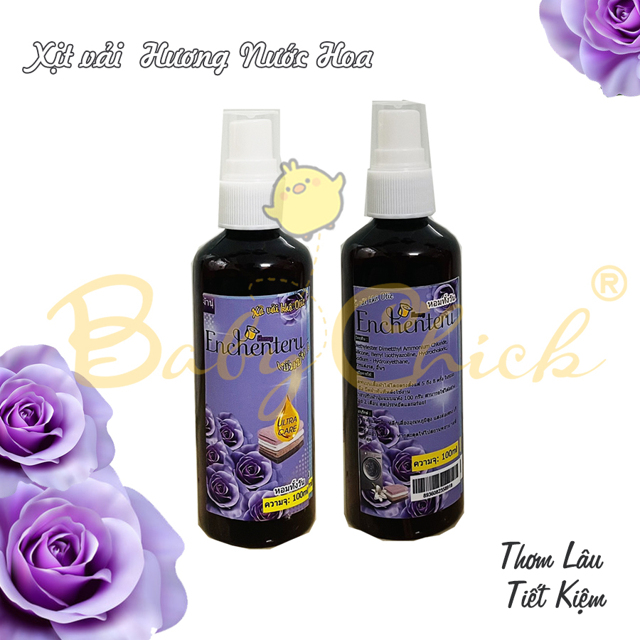 Set 2 chai Xịt vải khô - hương nước hoa Enchateur - xịt quần áo thơm ngát lưu hương 100ml - xả vải khô thái lan