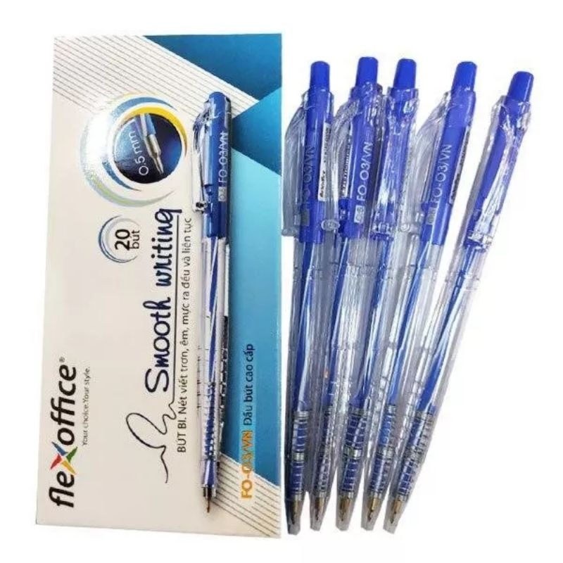 HỘP 20 CÂY BÚT BI THIÊN LONG Flexoffice FO-03/VN ( Xanh, Đỏ , Đen )