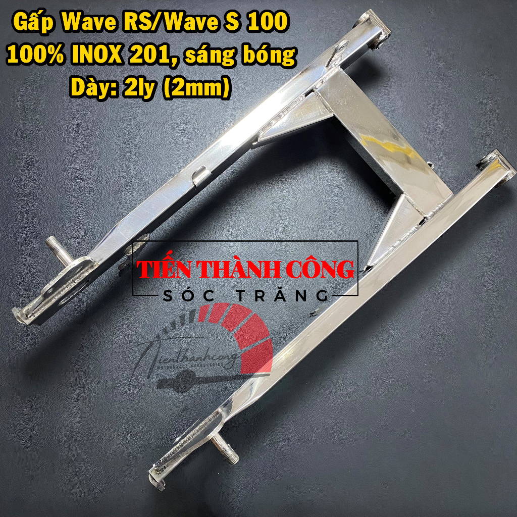 Gấp xe máy 100% INOX 201 gắn xe Wave RS (dùng chung Wave S 100, Wave A 100 2008 - 2016, Wave RSX 100 và Wave A xương cá)