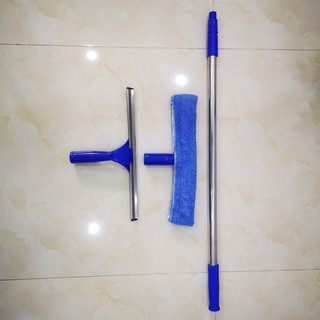 Bộ cây lau kính đa năng tiện dụng 3-1 gồm cây lau inox cán dài 1m6 đầu lau kính siêu sạch-đầu gạt nước kiếng & móc treo