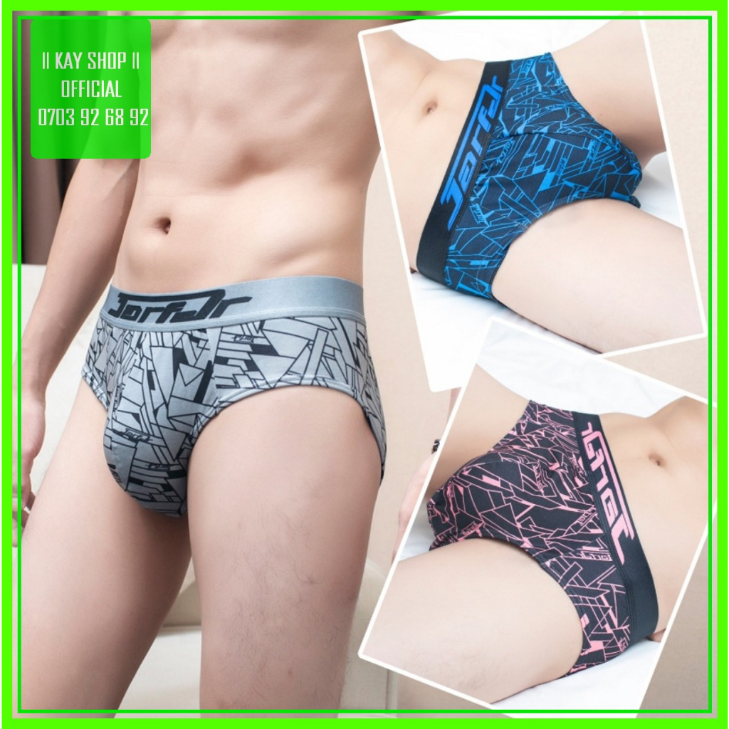 Quần lót nam tam giác thun lạnh hoa văn hình học - Quần sịp nam ôm mông căng tròn đẹp mặc mát mẻ