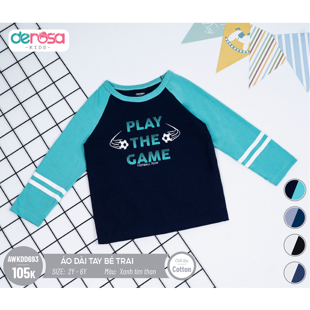 Áo thu đông dài tay chất liệu cotton cho bé trai  DEROSA KIDS AWKDD693