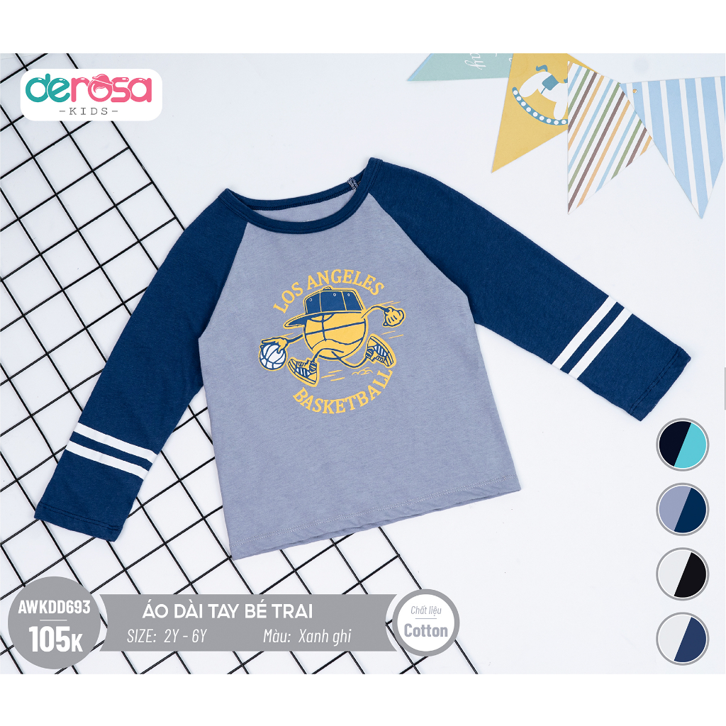 Áo thu đông dài tay chất liệu cotton cho bé trai  DEROSA KIDS AWKDD693