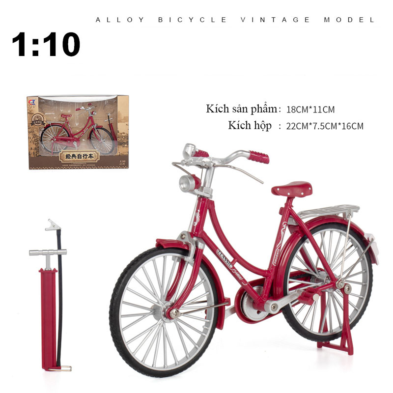 Mô Hình Xe Đạp Xưa Sườn Cong Tỉ Lệ 1:10 (Tặng ống bơm)