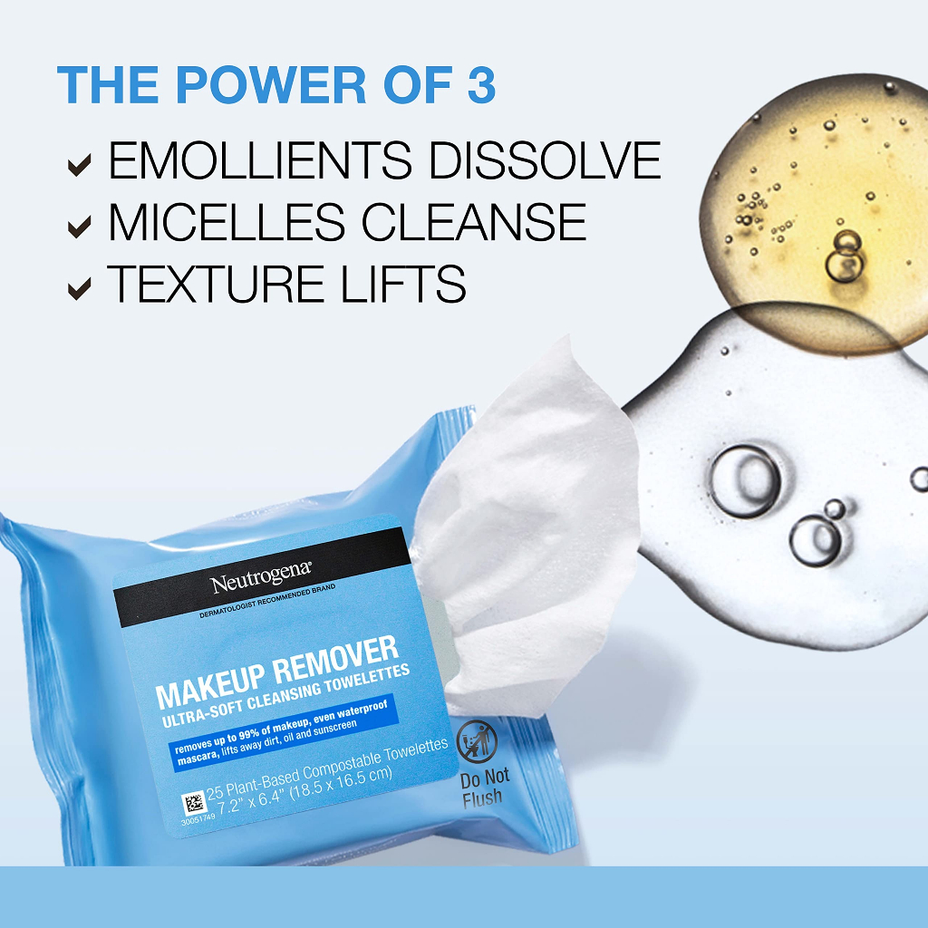 Khăn giấy ướt tẩy trang date 3/2025 Neutrogena Makeup Remover Towelettes - EDS Mart