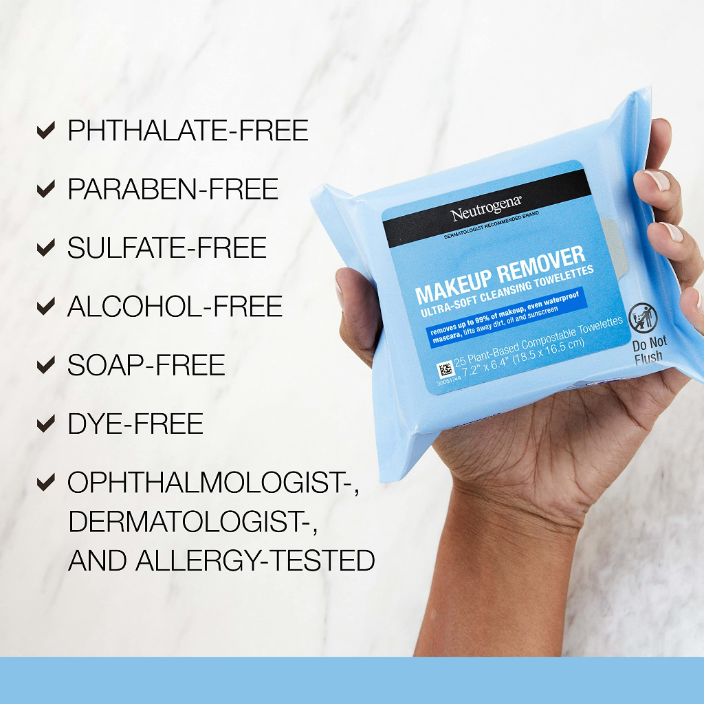 Khăn giấy ướt tẩy trang date 3/2025 Neutrogena Makeup Remover Towelettes - EDS Mart