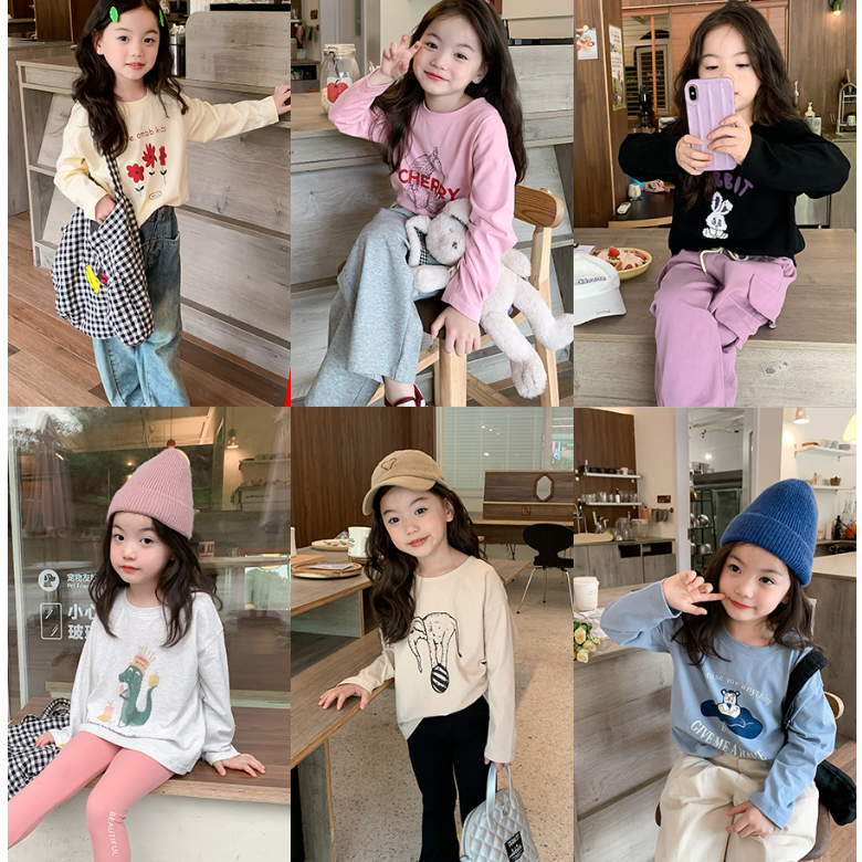 Áo thun dài tay DMINT mùa thu in hình sắc nét cho bé gái - Quần áo thu đông trẻ em hãng Ambb Kids