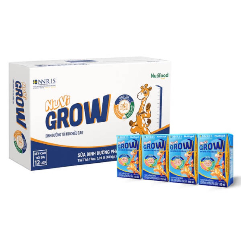 Thùng sữa bột pha sẵn Nutifood Nuvi Grow 110ml