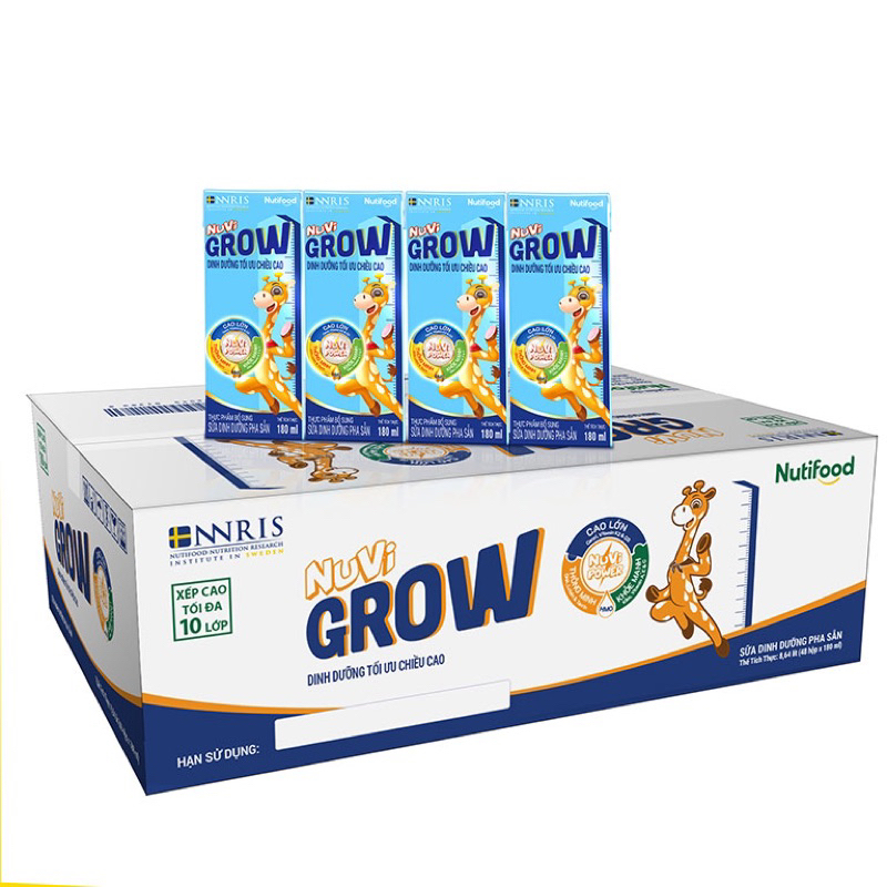 Thùng sữa pha sẵn NutiFood Nuvi Grow 180ml