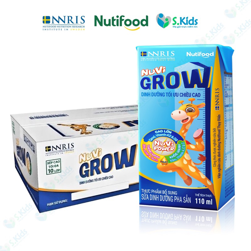 Thùng sữa bột pha sẵn Nutifood Nuvi Grow 110ml