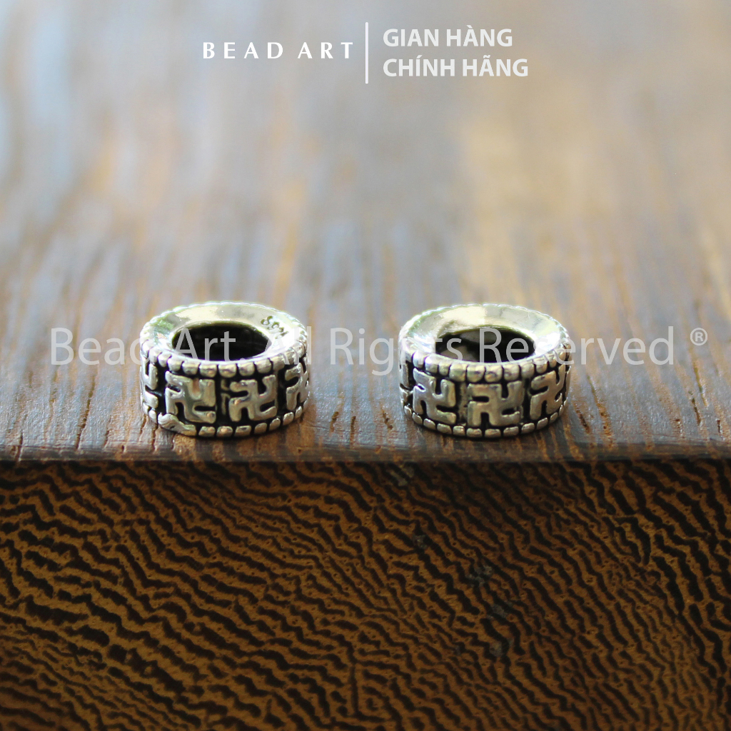Charm Cách Hình Chữ Vạn Bạc 925 8mm/6mm, Charm Làm Vòng Tay, Trang Sức, Phong Thuỷ, Chuỗi Hạt S50 - Bead Art