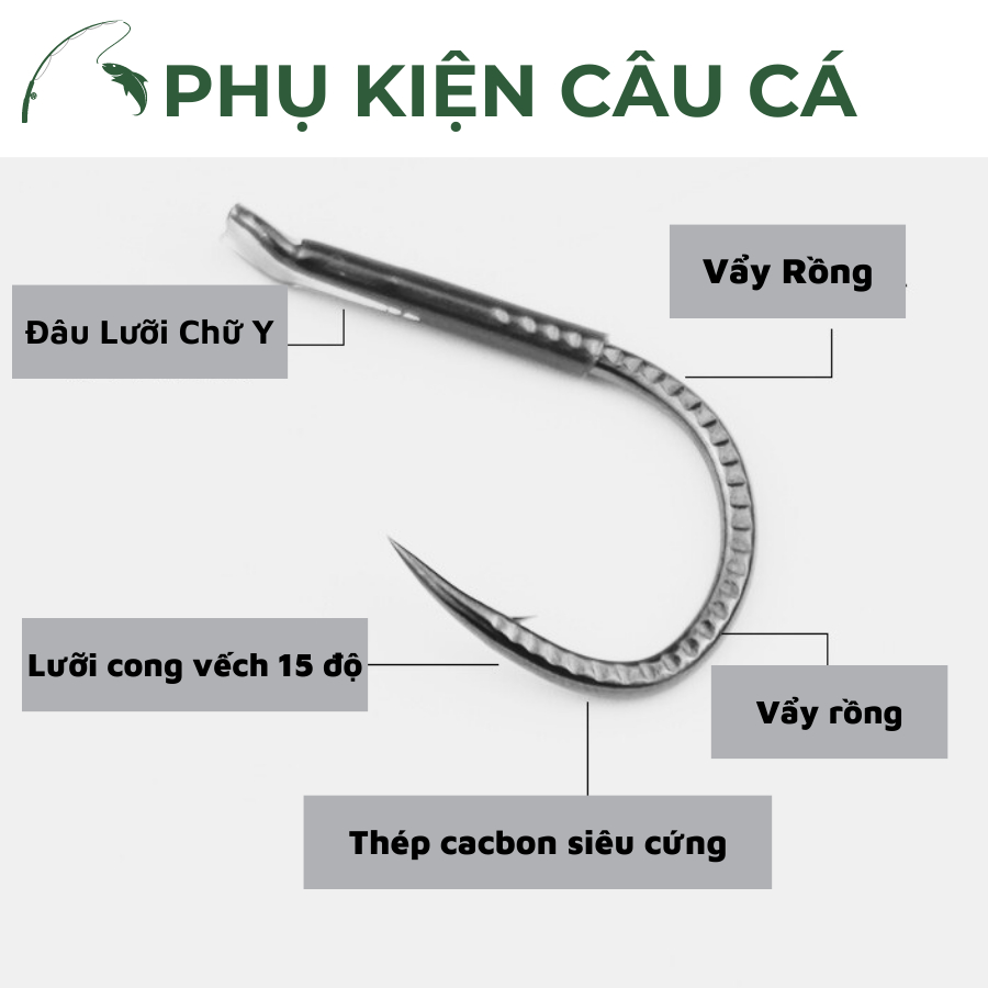 Lưỡi Câu săn hàng Tầm Xanh cao cấp , siêu cứng , chống oải nhanh , lưỡi Vênh