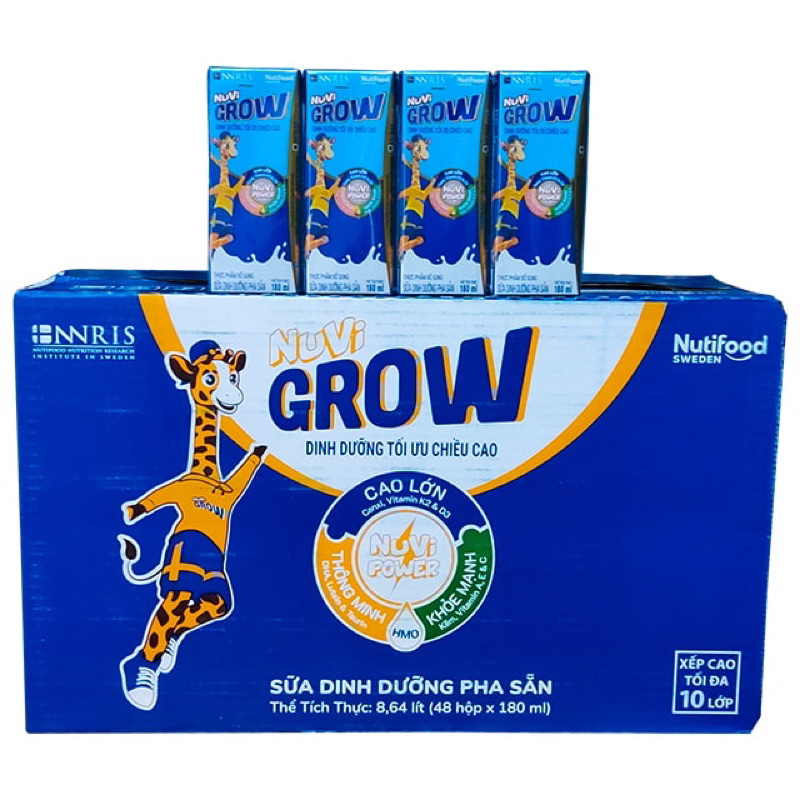 Thùng sữa pha sẵn NutiFood Nuvi Grow 180ml