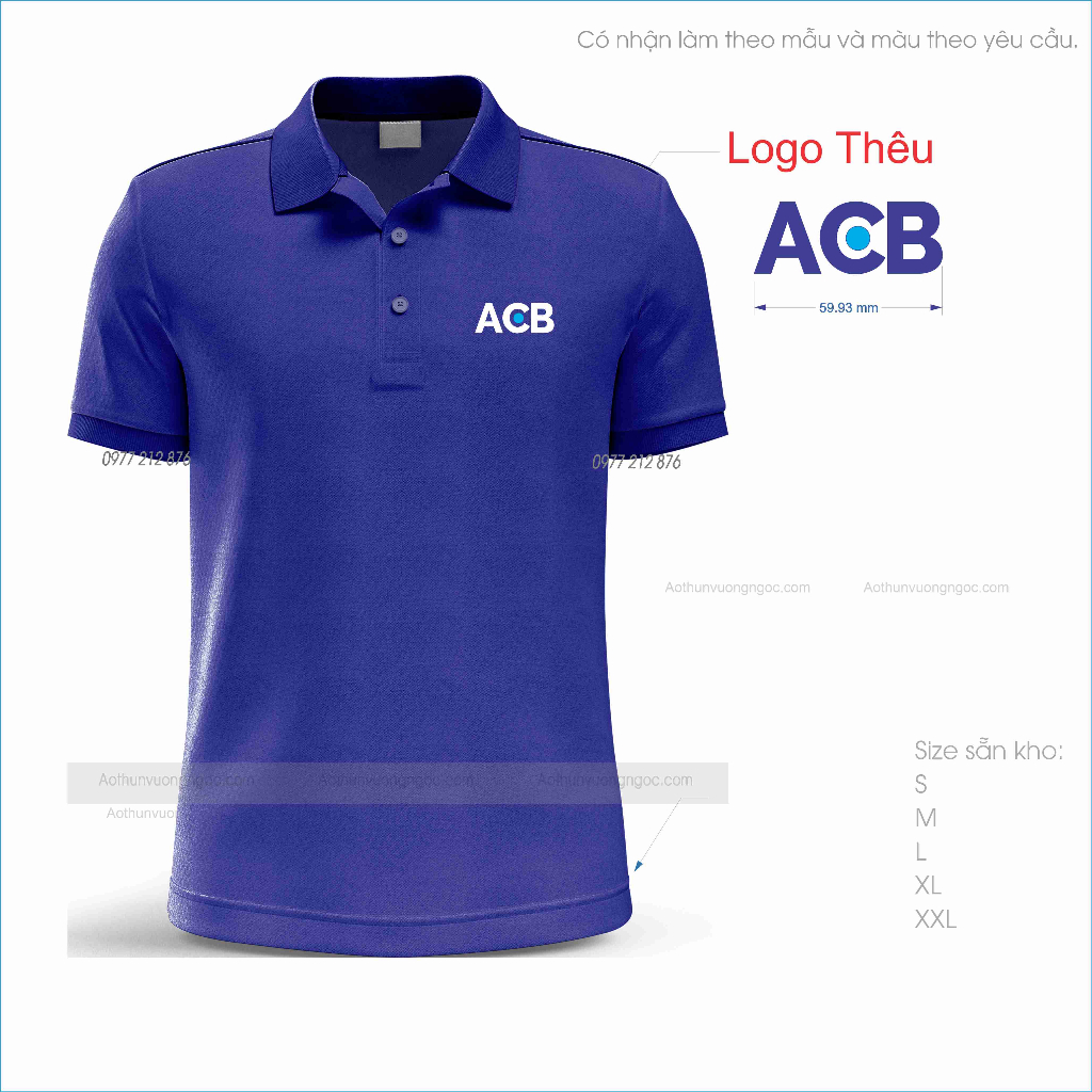 Logo Thêu - Áo thun Xanh ACB - ĐỒNG PHỤC NGÂN HÀNG CAO CẤP