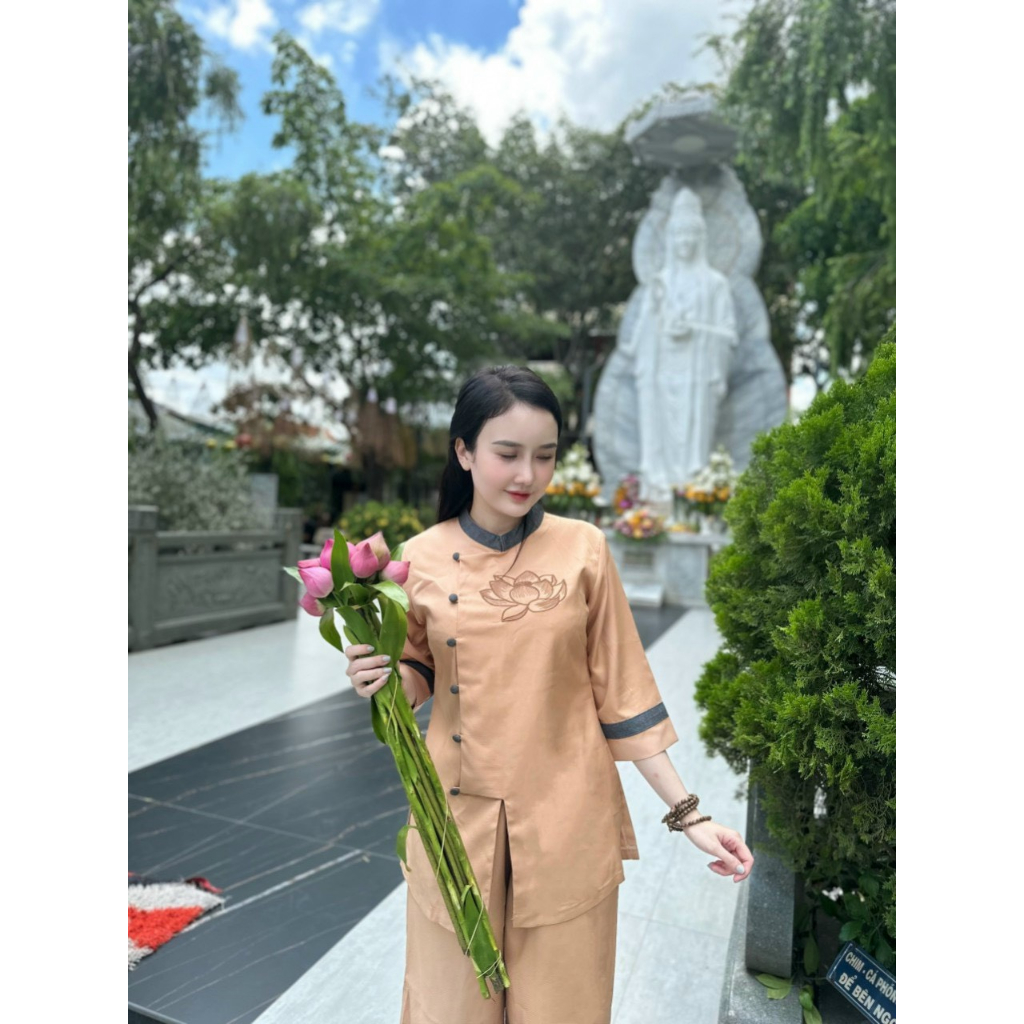 Đồ Lam Đi Chùa # Bộ Liên Hoa Cotton Lụa Mịn# Quần Áo Nữ Cao Cấp