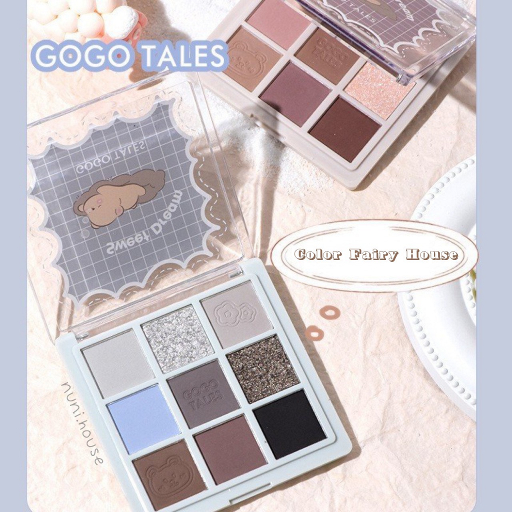 Phấn Mắt 9 Màu GOGO TALES Color Fairy House Tone Màu Nhẹ Nhàng Màu Hottrend Chất Phấn Mịn Lì GT438