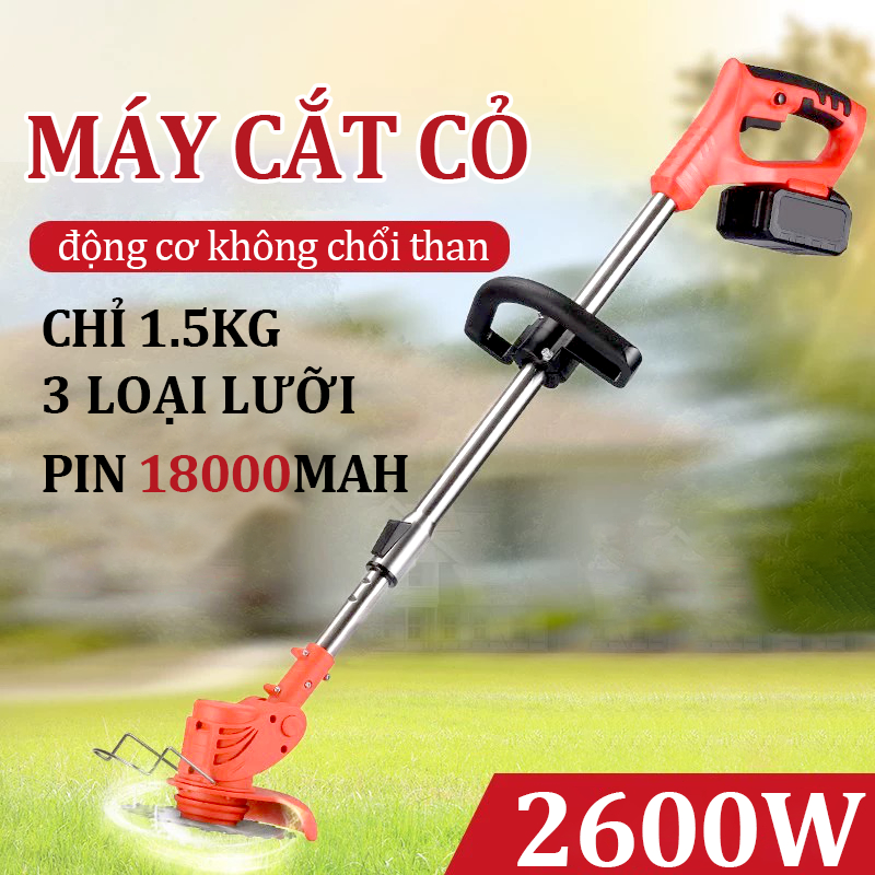 Máy cắt cỏ cầm tay không dây dùng pin công suất lớn POWER tặng kèm bộ phụ kiện,(Tặng kèm 8 lưỡi cắt)