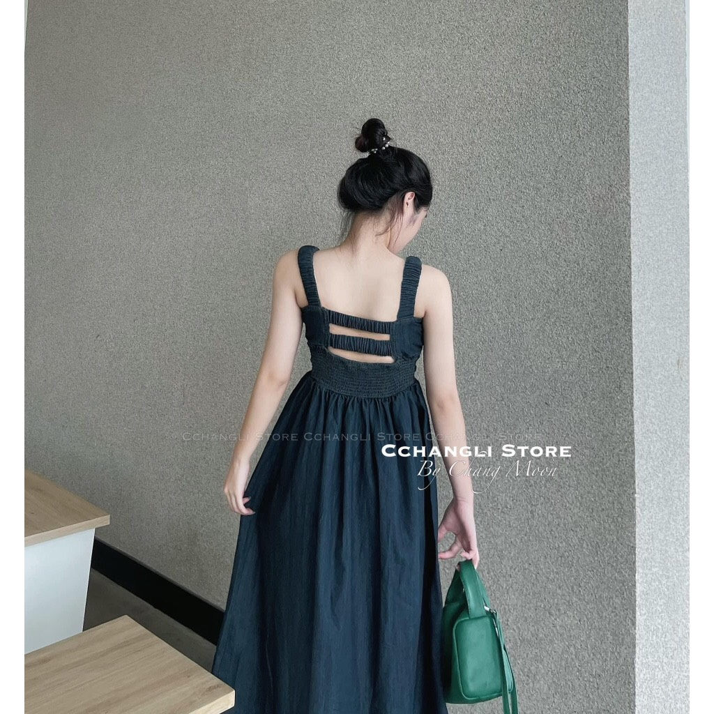 Váy 2 dây,váy bò hai dây đầm maxi váy jeans hai dây dáng dài nhún chun ngực trẻ trung SV72 HOASUMO