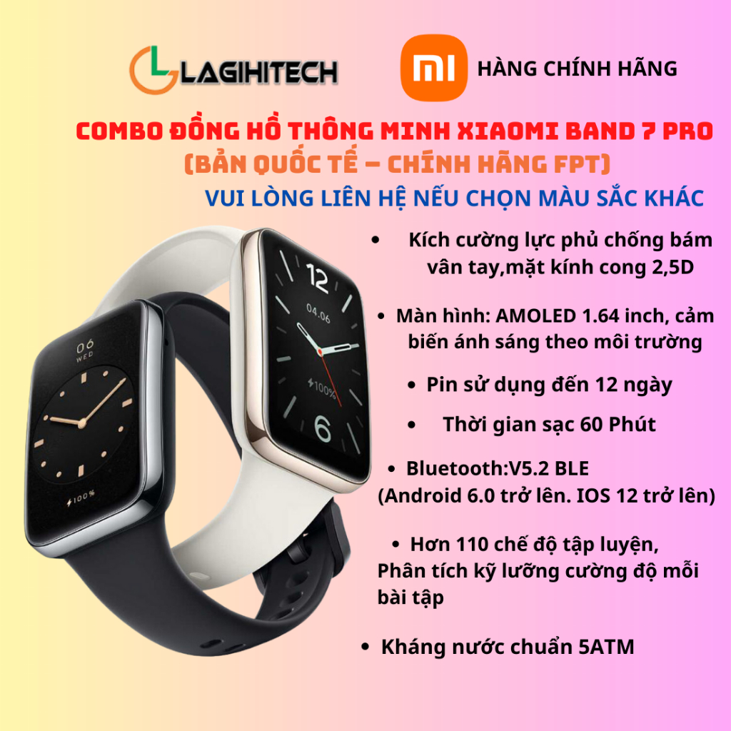 Đồng Hồ Thông Minh Xiaomi Mi Band 2 / Band 8 / Band 7 Pro / Redmi Watch 3 Active - Hàng Chính Hãng FPT